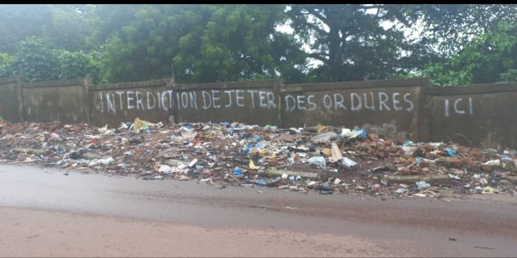 Boké – Insalubrité : le cimetière de Dianwalia transformé en dépotoir par les citoyens